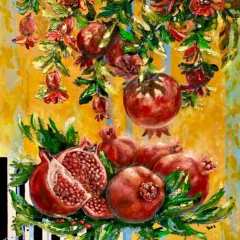 Malerei mit dem Titel "Pomegranates" von Larisa Lavrova, Original-Kunstwerk, Öl Auf Keilrahmen aus Holz montiert