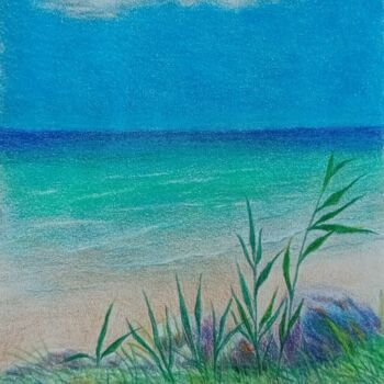 Рисунок под названием "Coast of the Baltic…" - Larisa Leontjeva, Подлинное произведение искусства, Цветные карандаши