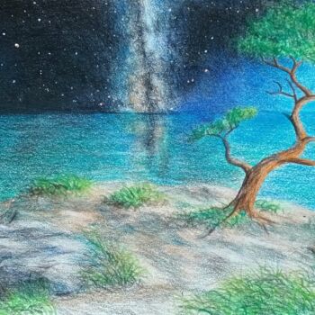 「Milky Way」というタイトルの描画 Larisa Leontjevaによって, オリジナルのアートワーク, コンテ