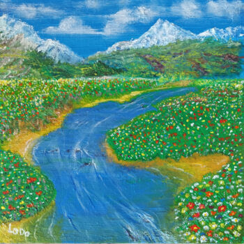 Painting titled "River in the Italia…" by Larisa Leontjeva, Original Artwork, Acrylic