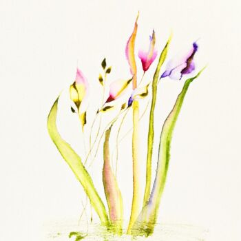 Peinture intitulée "Lily Painting Water…" par Larisa Raevskaia, Œuvre d'art originale, Aquarelle