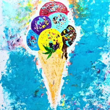 Painting titled "Ice Cream Painting…" by Larisa Raevskaia, Original Artwork, Acrylic