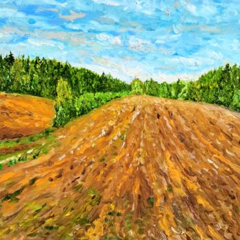 Картина под названием "Field Painting Land…" - Larisa Raevskaia, Подлинное произведение искусства, Масло