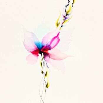 Peinture intitulée "Iris Painting Flowe…" par Larisa Raevskaia, Œuvre d'art originale, Aquarelle