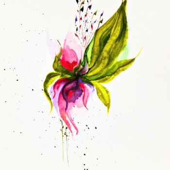 Pittura intitolato "Watercolor Iris Ori…" da Larisa Raevskaia, Opera d'arte originale, Acquarello
