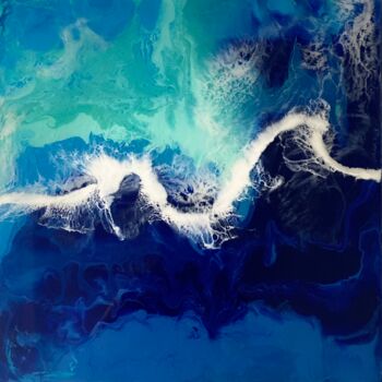 Painting titled "Ocean Depths" by Larisa Robins, Original Artwork, Acrylic Mounted on Wood Stretcher frame