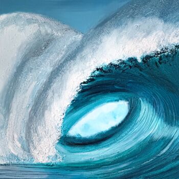Malarstwo zatytułowany „Wave” autorstwa Larisa Robins, Oryginalna praca, Akryl Zamontowany na Panel drewniany