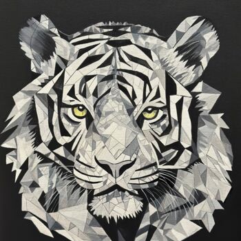 Painting titled "Tiger" by Larisa Robins, Original Artwork, Acrylic Mounted on Wood Stretcher frame