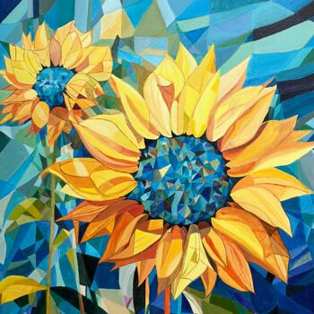 Peinture intitulée "Sunflowers" par Larisa Robins, Œuvre d'art originale, Acrylique Monté sur Châssis en bois