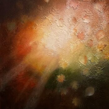 Painting titled "Flashes of autumn" by Larisa Robins, Original Artwork, Acrylic Mounted on Wood Stretcher frame