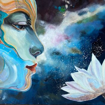 Painting titled "Face of the Universe" by Larisa Robins, Original Artwork, Acrylic Mounted on Wood Stretcher frame