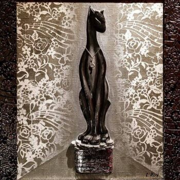 Rzeźba zatytułowany „Musical cat” autorstwa Larisa Ruy, Oryginalna praca, Akryl