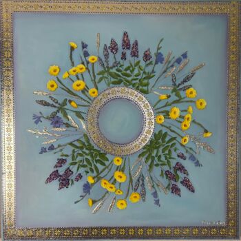 Escultura intitulada "Ukrainian embroidery" por Larisa Ruy, Obras de arte originais, Acrílico