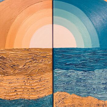 Peinture intitulée "Пустыня и океан" par Larisa Sabitova, Œuvre d'art originale, Acrylique Monté sur Autre panneau rigide