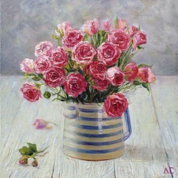 Картина под названием "Букет роз" - Лариса Семакова, Подлинное произведение искусства, Масло