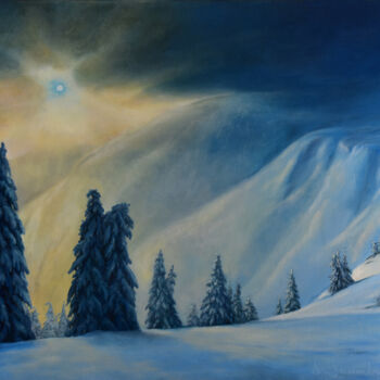 Картина под названием "В горах" - Larisa Shmarkovskaya, Подлинное произведение искусства, Масло