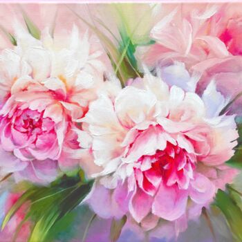 Painting titled "Pink Fluids" by Larissa Egner, Original Artwork, Oil