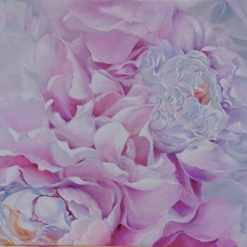 Painting titled "Peony Passion" by Larissa Egner, Original Artwork, Oil