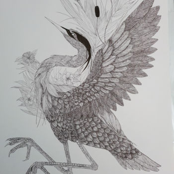Рисунок под названием "Heron" - Larissa Pi, Подлинное произведение искусства, Карандаш