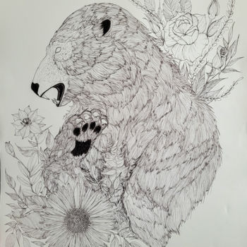 Desenho intitulada "Polar bear" por Larissa Pi, Obras de arte originais, Lápis