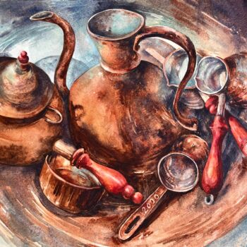 Peinture intitulée "Turkish coffee#5" par Larissa Rogacheva, Œuvre d'art originale, Aquarelle
