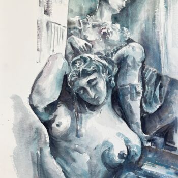 Pittura intitolato "Firenze/Night" da Larissa Rogacheva, Opera d'arte originale, Acquarello