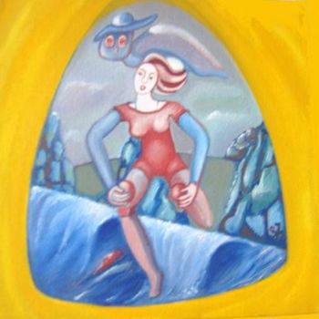 Schilderij getiteld "over de zee" door Christiane Jean, Origineel Kunstwerk
