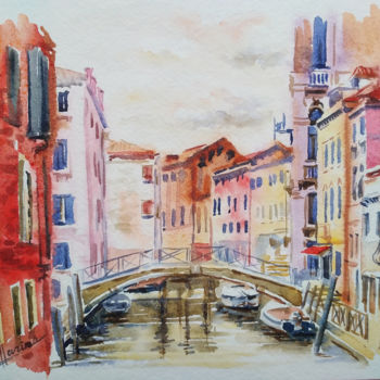 Painting titled "Venice" by Olga Larina, Original Artwork, Watercolor