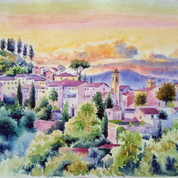 Картина под названием "Tuscany" - Olga Larina, Подлинное произведение искусства, Акварель