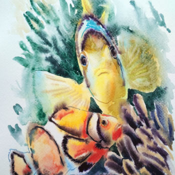 "Coral fish" başlıklı Tablo Olga Larina tarafından, Orijinal sanat, Suluboya