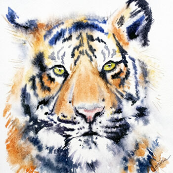 绘画 标题为“Big cat” 由Olga Larina, 原创艺术品, 水彩