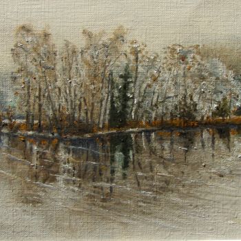 Peinture intitulée "Ilot en hiver" par Pierre Laroche, Œuvre d'art originale, Huile