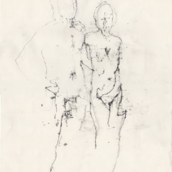 Рисунок под названием "Adam & Eve" - Guillaume Larroque, Подлинное произведение искусства, Древесный уголь