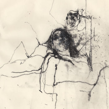 Disegno intitolato "Couple Nude" da Guillaume Larroque, Opera d'arte originale, Carbone