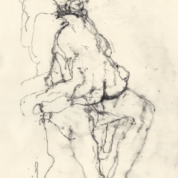 Drawing titled "Couple Nude" by Guillaume Larroque, Original Artwork, Charcoal