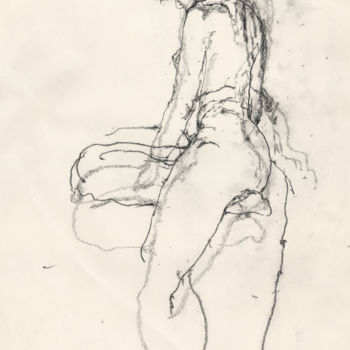 Σχέδιο με τίτλο "Nude Study - Leslie" από Guillaume Larroque, Αυθεντικά έργα τέχνης, Κάρβουνο