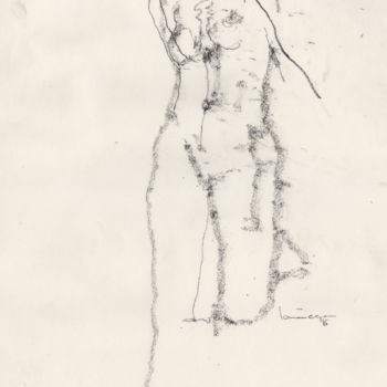 Dibujo titulada "Nude Study - Leslie" por Guillaume Larroque, Obra de arte original, Carbón