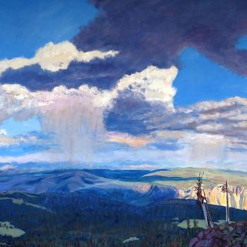 Painting titled "Mount Washburn Virga" by Herscovitch Larry, Original Artwork, Oil