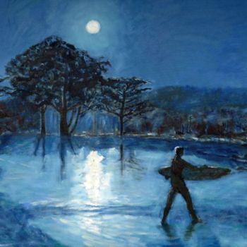 Painting titled "Moonlight Monterey…" by Herscovitch Larry, Original Artwork, Oil