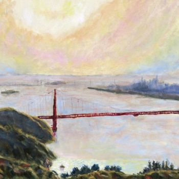 Painting titled "Hazy Bay" by Herscovitch Larry, Original Artwork, Oil