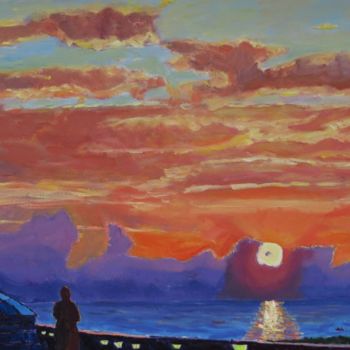 Painting titled "Caribbean Sky" by Herscovitch Larry, Original Artwork, Oil