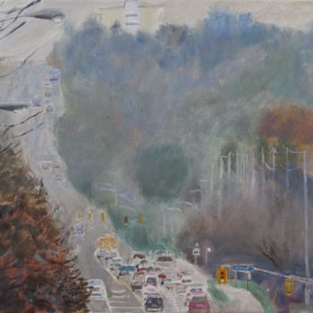 Pintura intitulada "Steeles Avenue East" por Herscovitch Larry, Obras de arte originais, Óleo