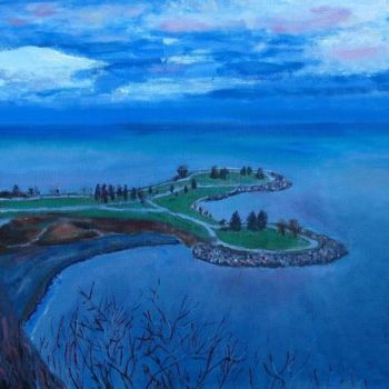 Painting titled "Two Islands" by Herscovitch Larry, Original Artwork, Oil