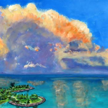 绘画 标题为“Two Islands Storm” 由Herscovitch Larry, 原创艺术品, 油