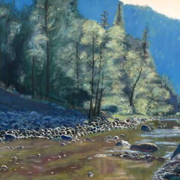 Painting titled "Merced River Flow" by Herscovitch Larry, Original Artwork, Oil