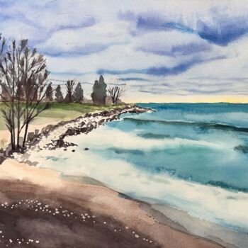 Painting titled "Bluff Storm" by Herscovitch Larry, Original Artwork, Watercolor