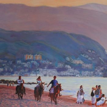 Painting titled "Sunset Riders" by Herscovitch Larry, Original Artwork, Oil