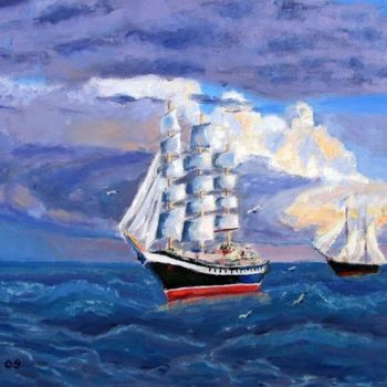 Painting titled "Rough seas ahead" by Herscovitch Larry, Original Artwork, Oil