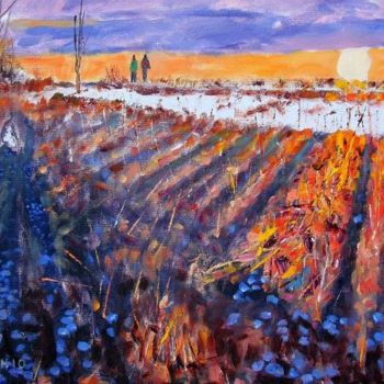 Painting titled "Leslie Spit Sunset" by Herscovitch Larry, Original Artwork, Oil