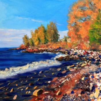 Painting titled "Leslie Spit Sunrise…" by Herscovitch Larry, Original Artwork, Oil